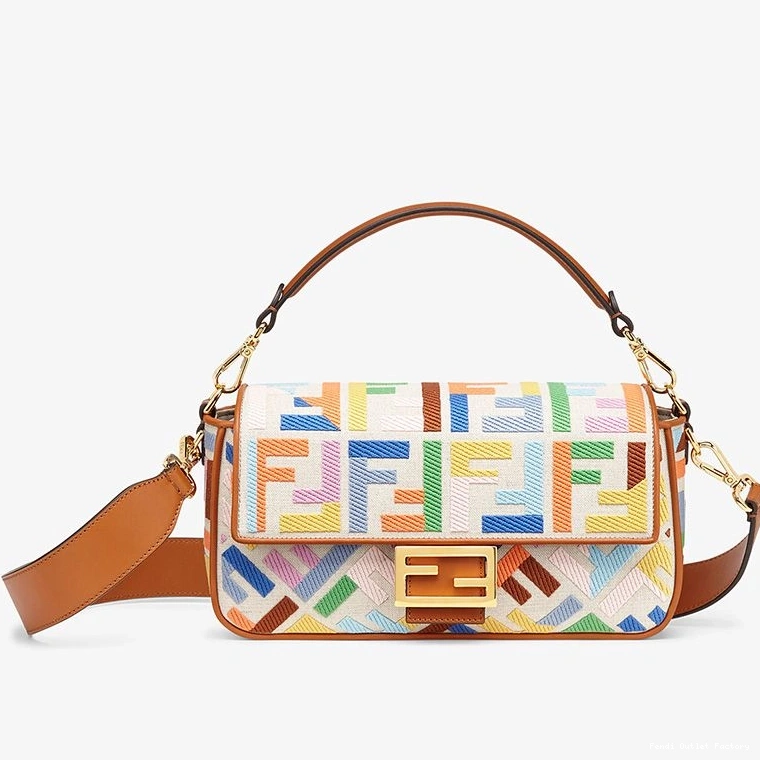 HOT Medium Fendi FF Motif In Bag Canvas Multicolor Baguette 0714